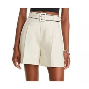 NEW Staud Eris Linen Belted Shorts Neutral Beige Size 8 $245 [jb]